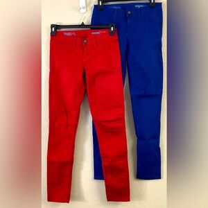 Fade To Blue Skinny Jeans Bundle 26 Low Rise Red Blue Stretch